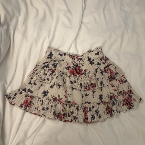 LoveShackFancy Cream & Multi Floral Print Mini Skirt XS - Picture 4 of 4